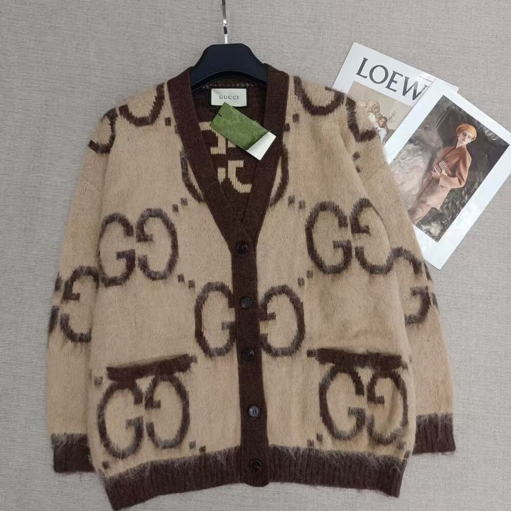 Authentic Gucci GG Mohair Wool Reversible Cardigan